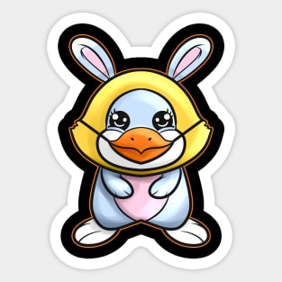 Easter Bunny Wearing A Chick Costume. Happy Easter Sticker